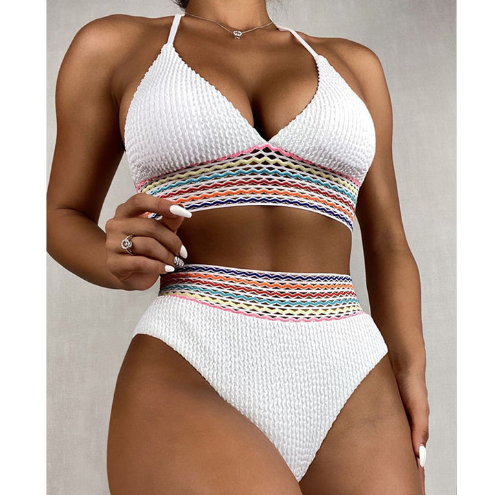 Damen Triangel-Bikini mit buntem Wellenmuster Drune