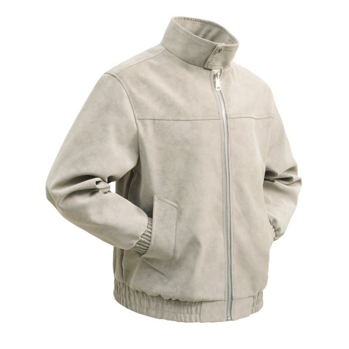 Herren kurzer Velours‑Imitat Blouson mit hohem Stehkragen, Metallreißverschluss und elastischem Saum Drune