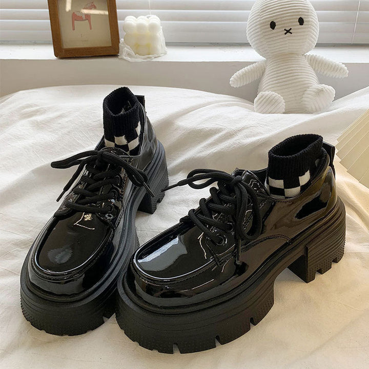 Damen Modische Plattform-Schnürschuhe mit einzigartigem Design und dicker Sohle Drune