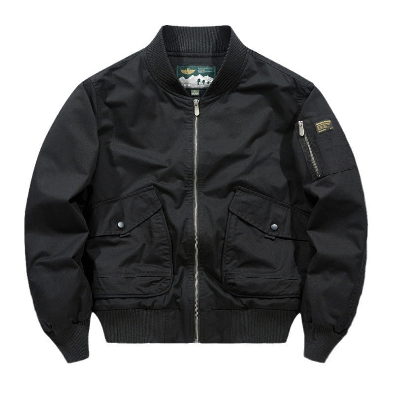 Herren Pilot‑Bomberjacke im Urban‑Utility‑Stil mit großen Klapp‑Pattentaschen und Ärmel‑Reißverschlusstasche Drune