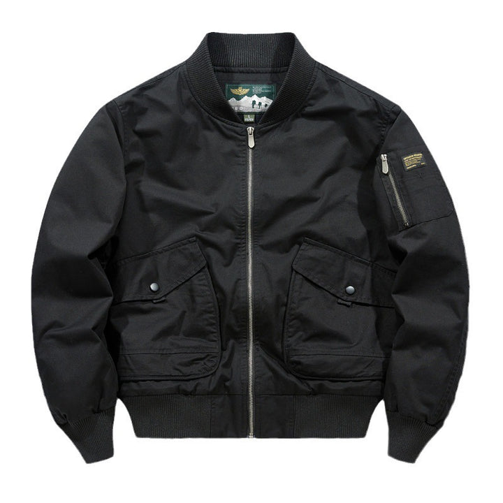 Herren Pilot‑Bomberjacke im Urban‑Utility‑Stil mit großen Klapp‑Pattentaschen und Ärmel‑Reißverschlusstasche Drune