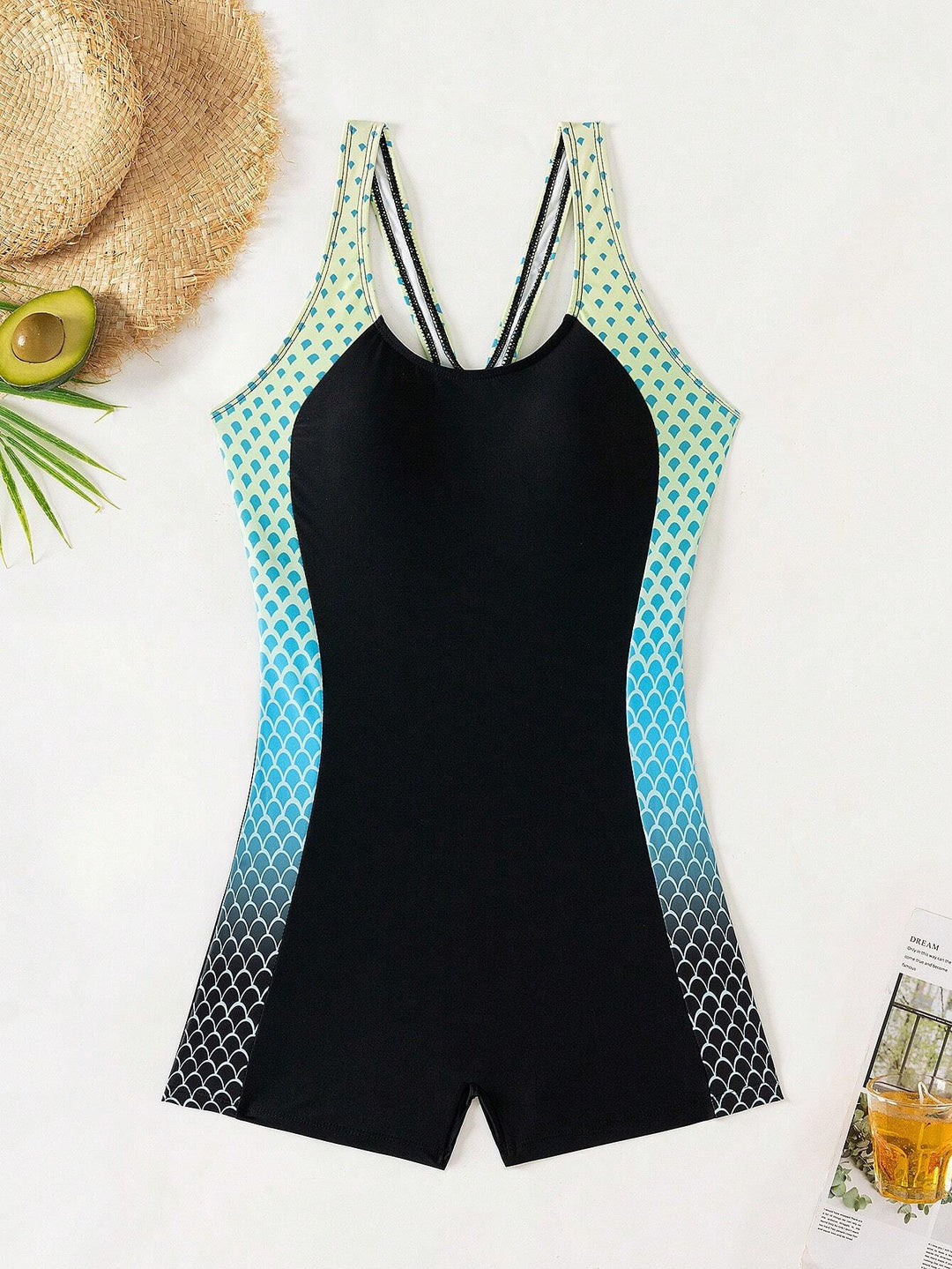 Damen Stilvoller Schwimmanzug mit V-Ausschnitt Drune