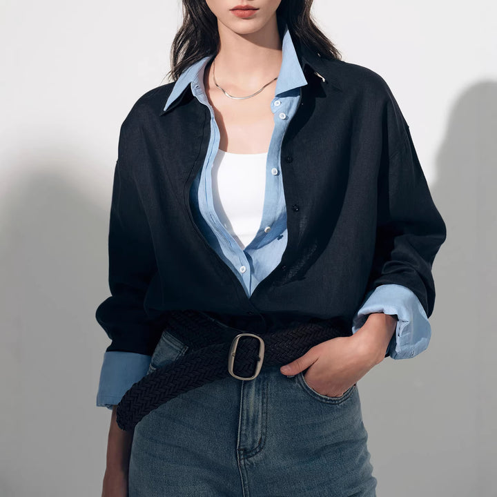Damen Luftige Leinenbluse Drune