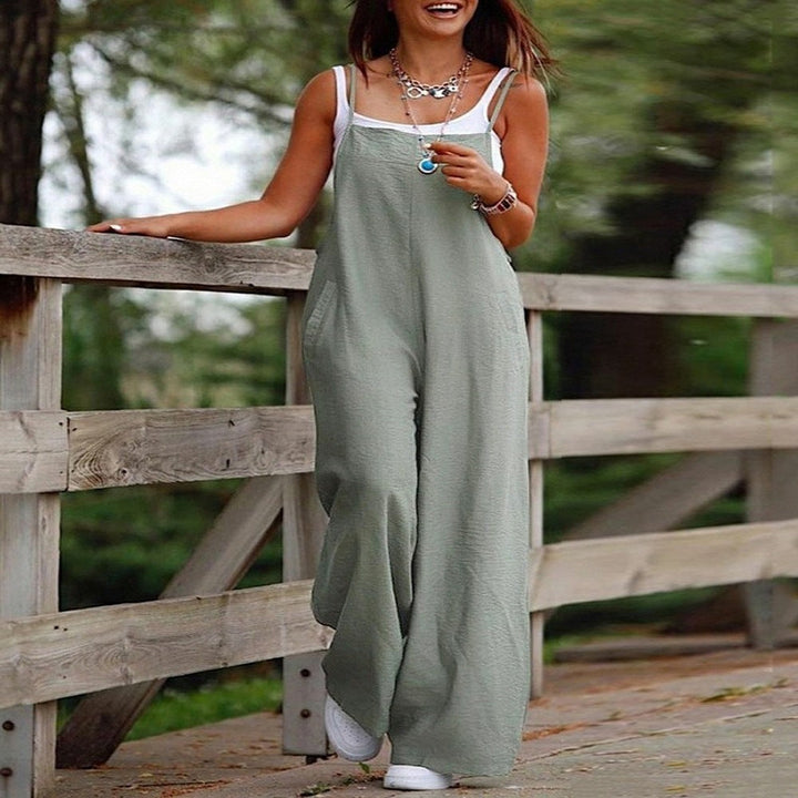Damen Lässiger Jumpsuit mit weitem Bein und praktischen Taschen Drune