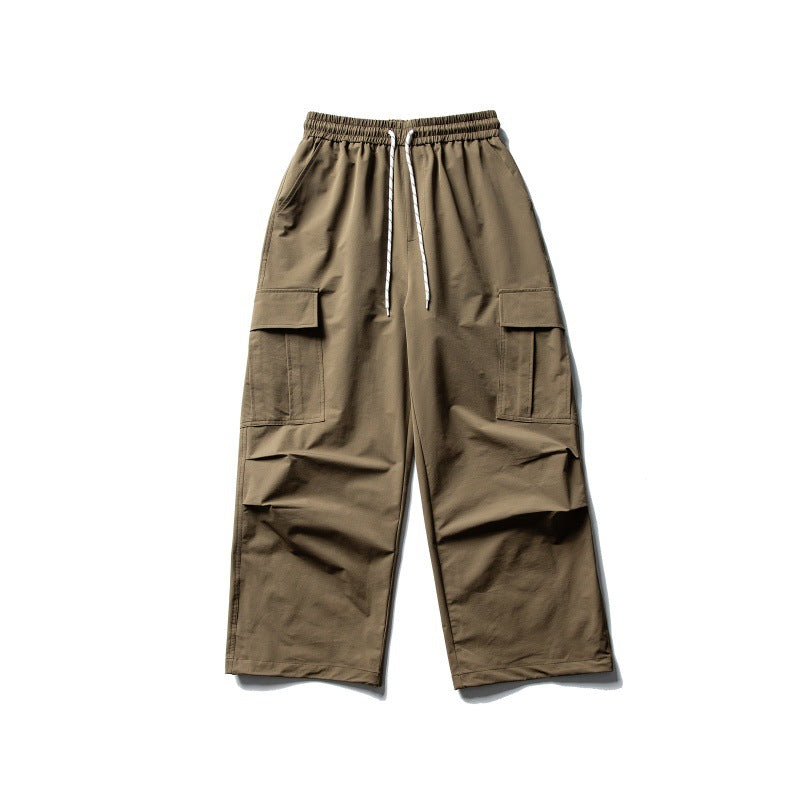 Unisex Weite Cargo-Utility-Hose im Baggy-Schnitt mit elastischem Kordelbund und großzügigen Klappentaschen Drune