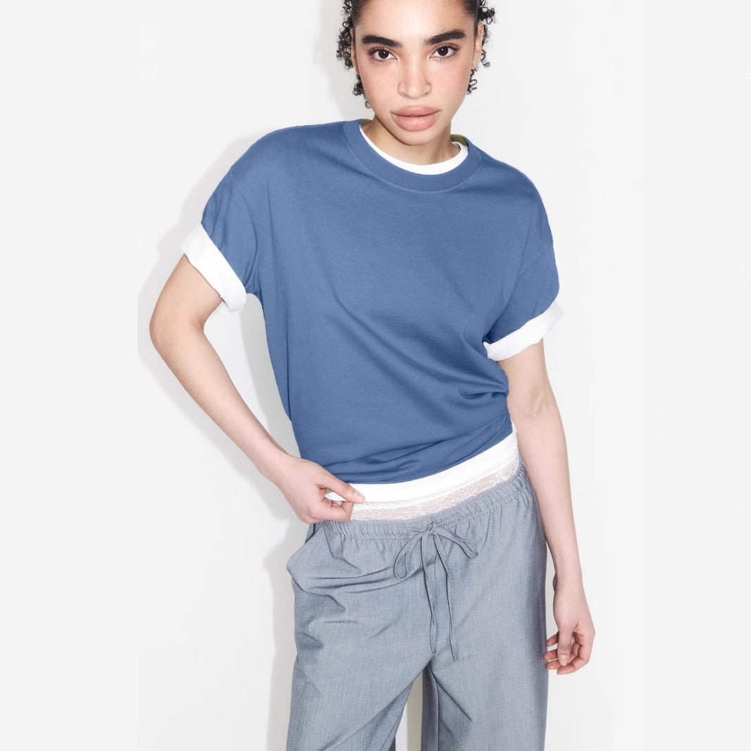 Damen lässiges Oversized T-Shirt aus hautfreundlichem Baumwollmix Drune