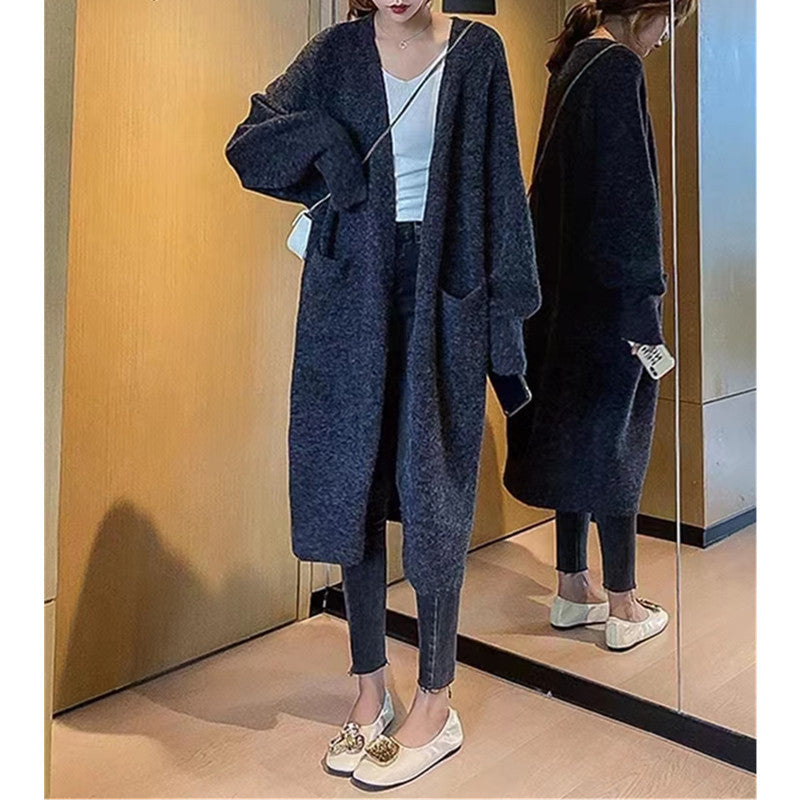 Damen Oversized Strickmantel mit Taschen und lässigem Schnitt Drune