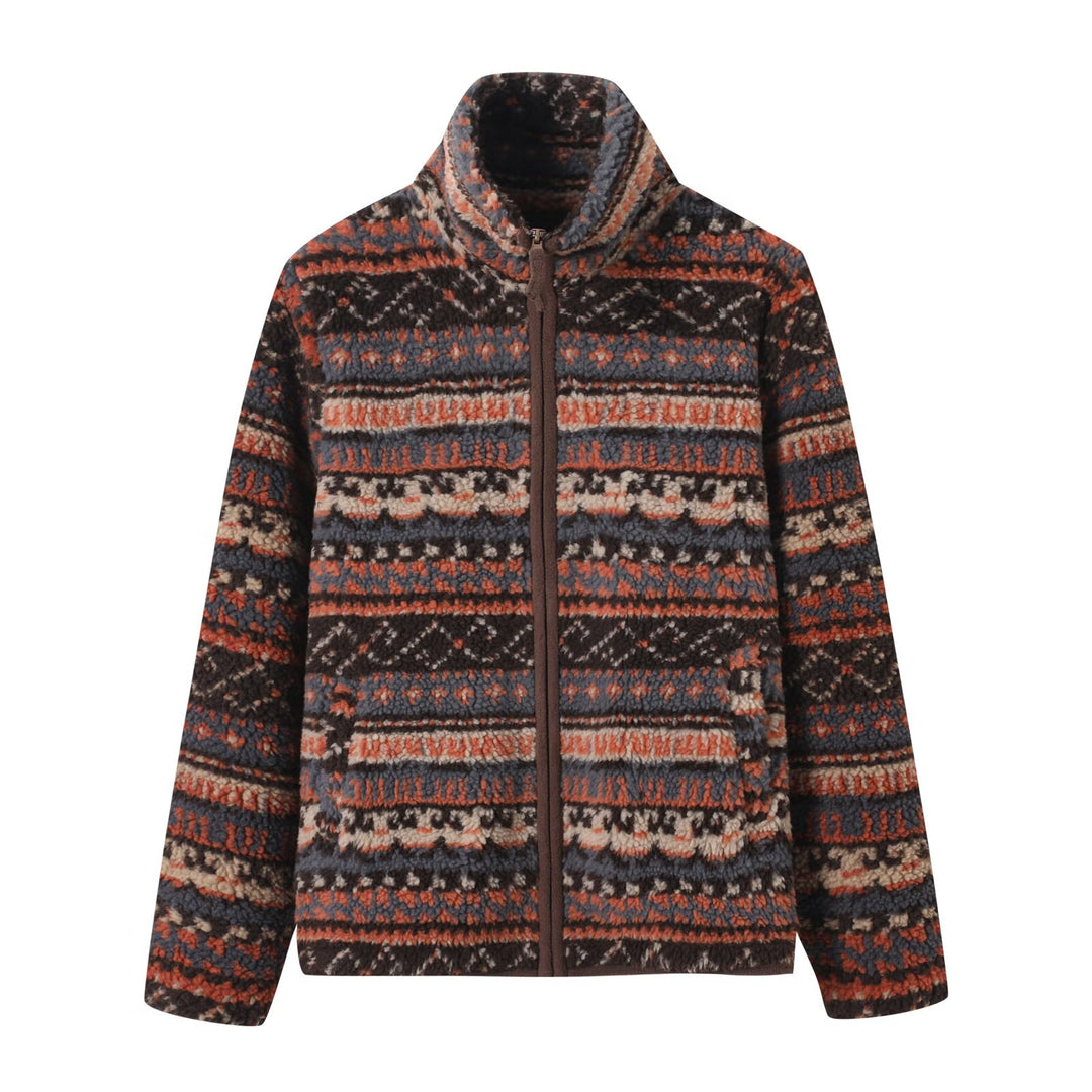 Damen Fleecejacke mit hohem Kragen und modischem Muster Drune