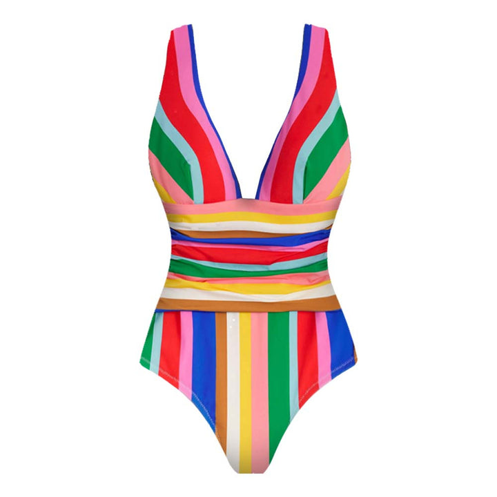 Damen Eleganter Badeanzug mit raffiniertem Streifendesign Drune