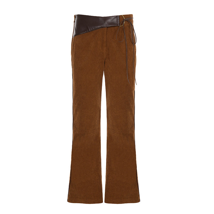 Damen modische Cordhose mit breitem Bein und verstellbarem Bund Drune