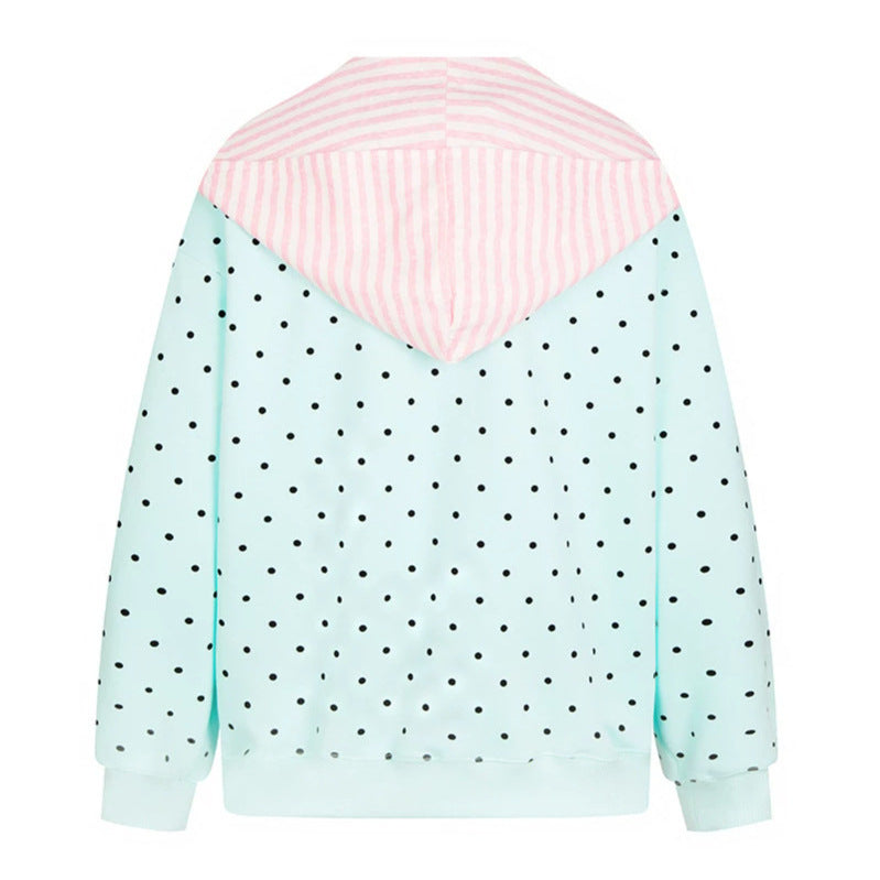 Damen Oversize-Sweatshirt mit Pünktchenmuster, integrierter Streifen-Schalapplikation und Badge-Details Drune