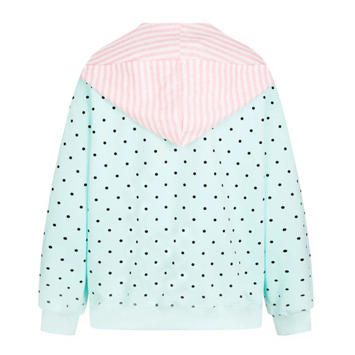 Damen Oversize-Sweatshirt mit Pünktchenmuster, integrierter Streifen-Schalapplikation und Badge-Details Drune