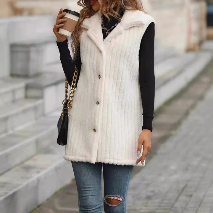 Damen Elegante und kuschelige Teddyjacke mit Knopfleiste Drune