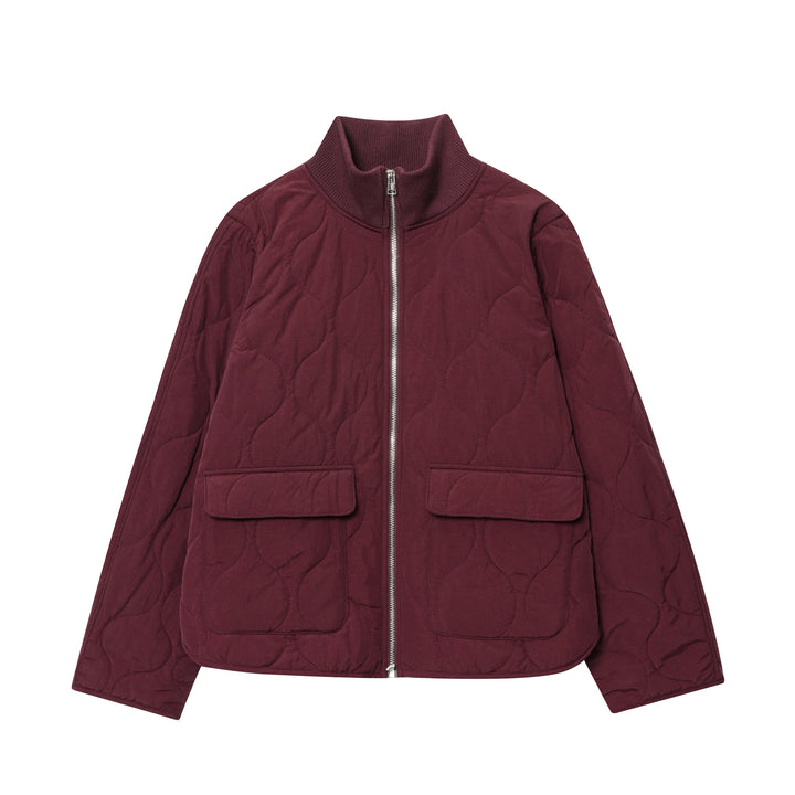 Damen nan leichte Steppjacke mit runder Steppung, hohem Rippkragen und aufgesetzten Klappentaschen Drune