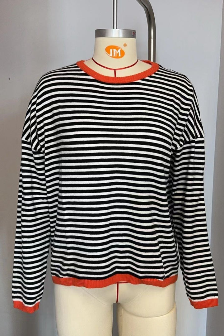 Damen lässiger gestreifter Pullover Drune