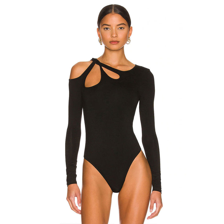 Damen Bodysuit mit asymmetrischem Ausschnitt und langen Ärmeln Drune