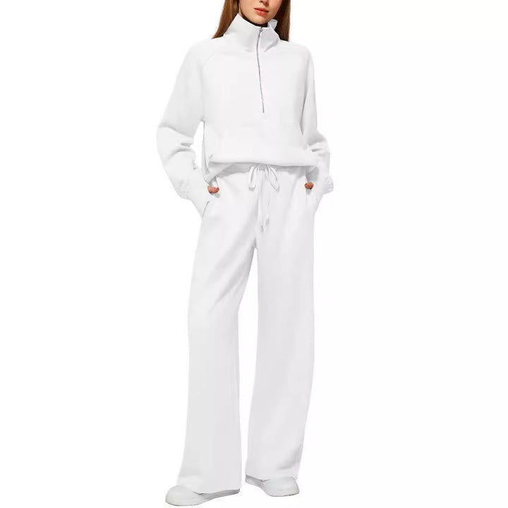 Damen Sportliches Loungewear-Set mit hohem Kragen und weiten Beinen Drune