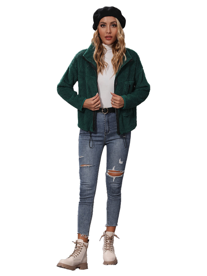 Damen Fleecejacke mit hohem Kragen und praktischen Reißverschlusstaschen Drune