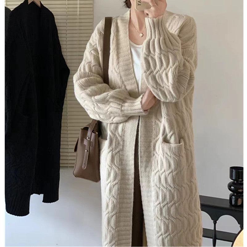 Damen Strickcardigan mit Zopfmuster und praktischen Taschen Drune