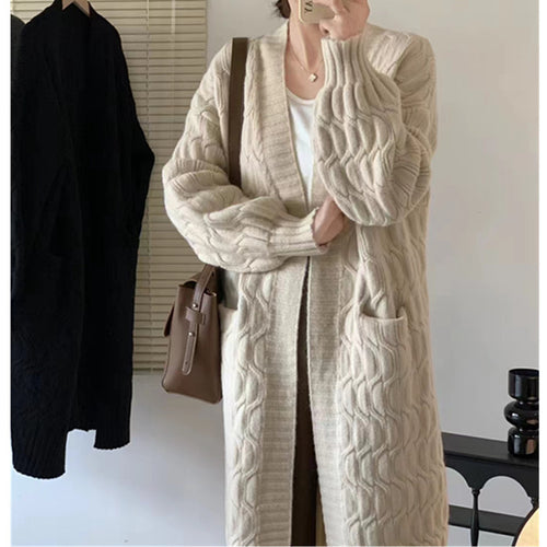 Damen Strickcardigan mit Zopfmuster und praktischen Taschen Drune