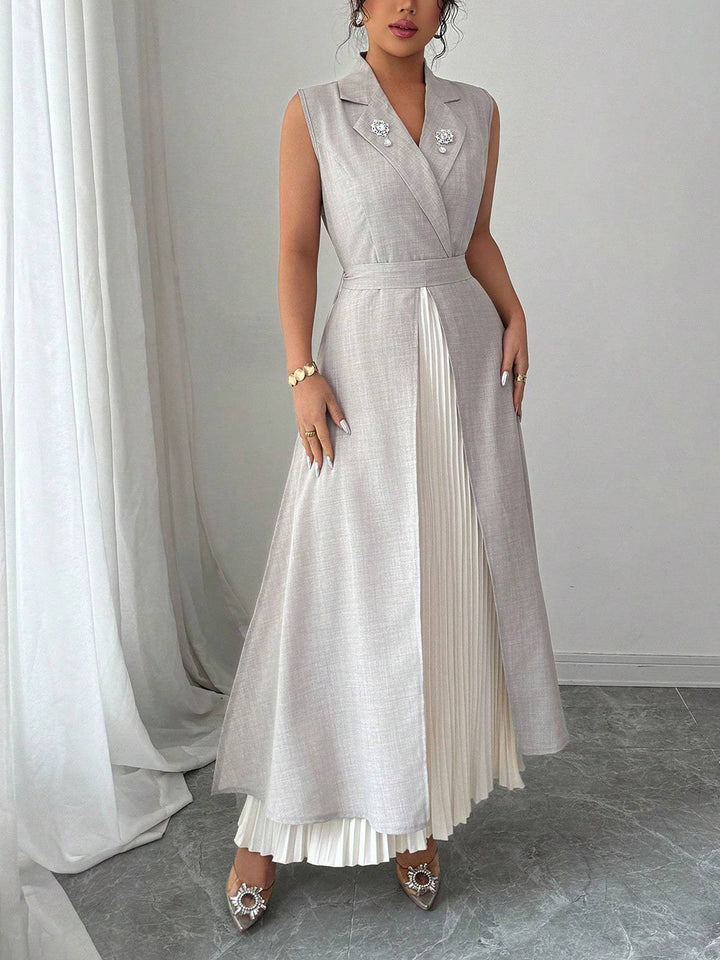 Damen Elegantes Kleid mit plissierten Details Drune