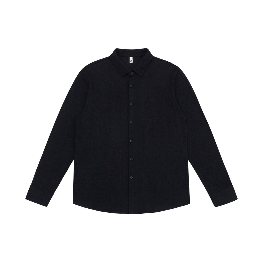 Herren Feines Baumwoll-Twill Hemdjacken‑Style mit Kentkragen und abgerundetem Saum Drune
