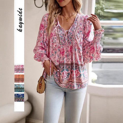 Damen Blusenshirt mit floralem Design und lässigem Schnitt Drune