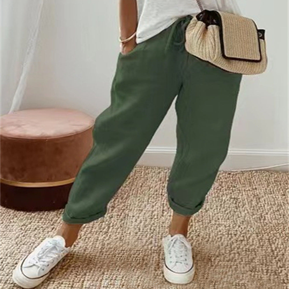 Damen Lockere Bedruckte Jogger mit Kordelzug und Rippbund Drune