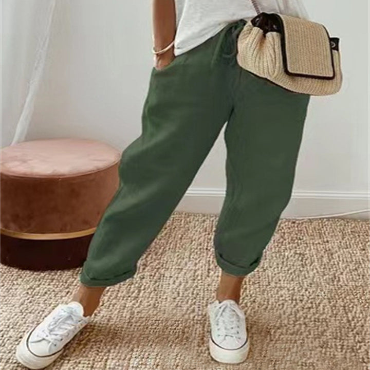 Damen Lockere Bedruckte Jogger mit Kordelzug und Rippbund Drune