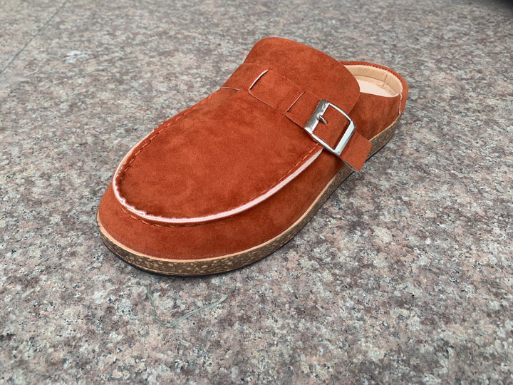 Damen Mokassin-Mule mit verstellbarer Schnalle und Kork-Plateau Drune