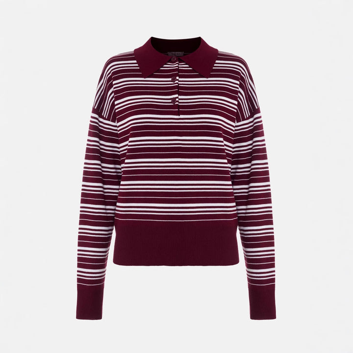 Damen Lässiges gestreiftes Poloshirt mit oversized Schnitt Drune