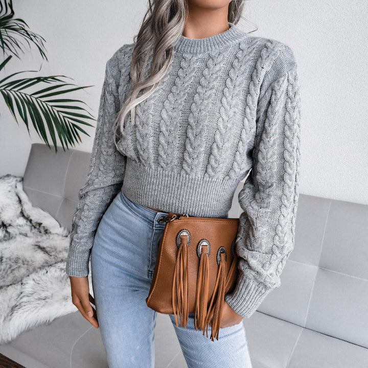 Damen Strickpullover mit strukturierter Zopfdesign und taillierter Silhouette Drune