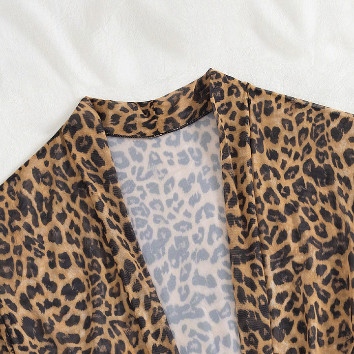 Damen luftiger Strandüberwurf mit trendy Leopardenprint Drune