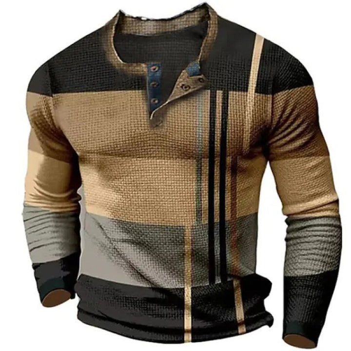Herren Sportliches Langarmshirt mit Knopfleiste Drune