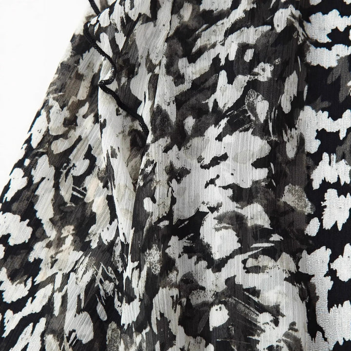 Damen nan geblümtes Volant-Chiffon-Minikleid mit Rüschen-V-Ausschnitt elastischer Taillenpartie und zartem Gürtel Drune
