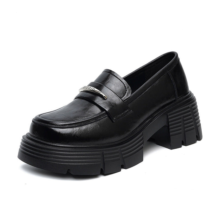 Damen Modische Loafers mit klobigem Absatz und glänzenden Applikationen Drune