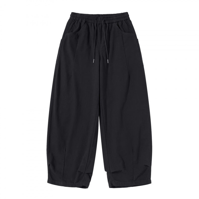 Damen Weite Cropped-Hose mit Tunnelzugbund, Ballon-Silhouette und aufgesetzten Taschen Drune