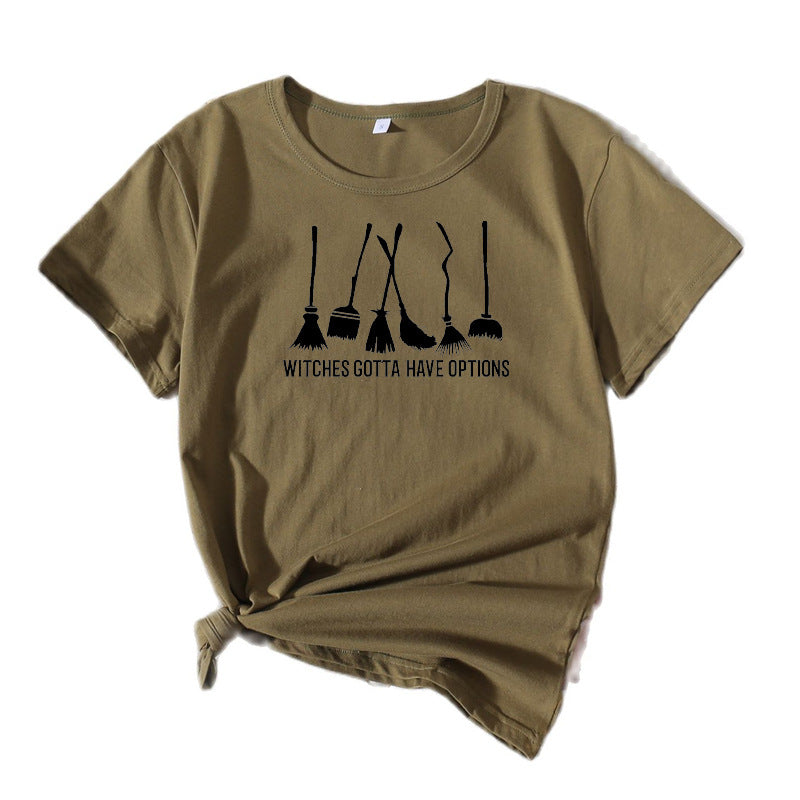 Frauen Grafik Besenstiel Humor T-Shirt Drune