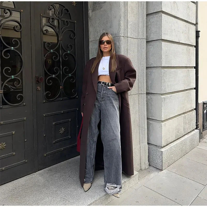 Damen Oversized Wollmantel Drune