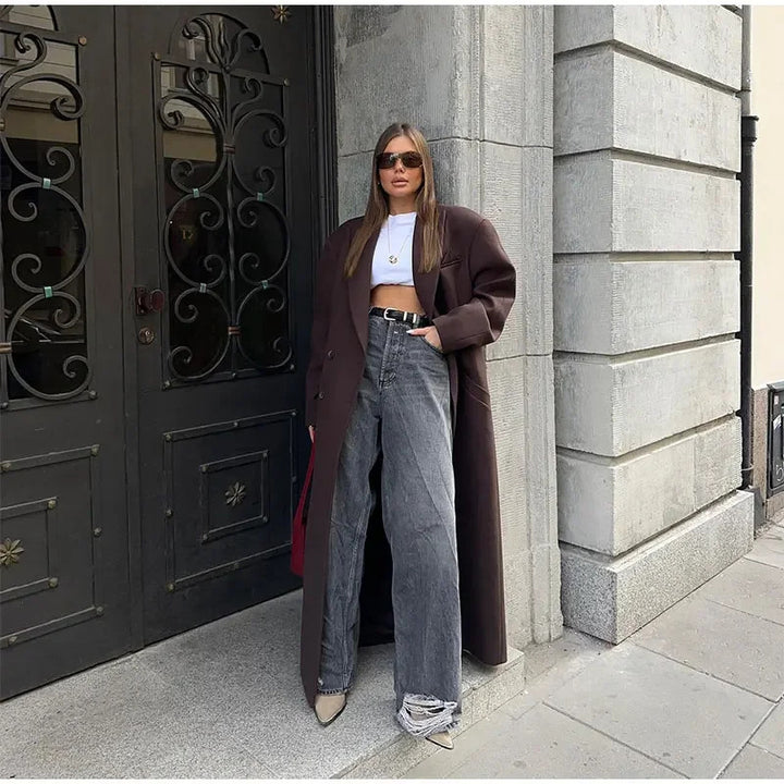 Damen Oversized Wollmantel Drune