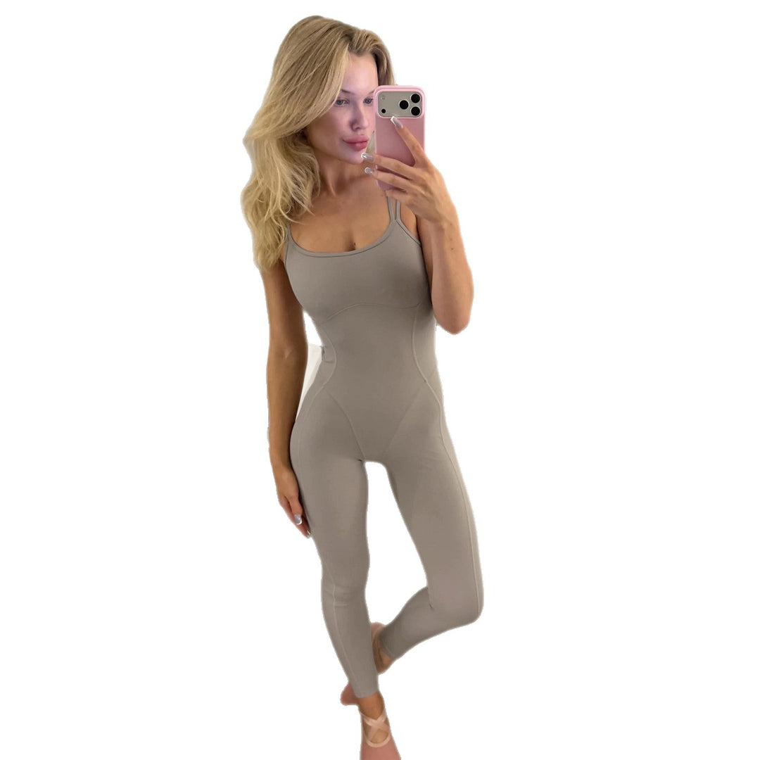 Damen Sportlicher Jumpsuit mit verstellbaren Trägern und körperbetontem Schnitt Drune
