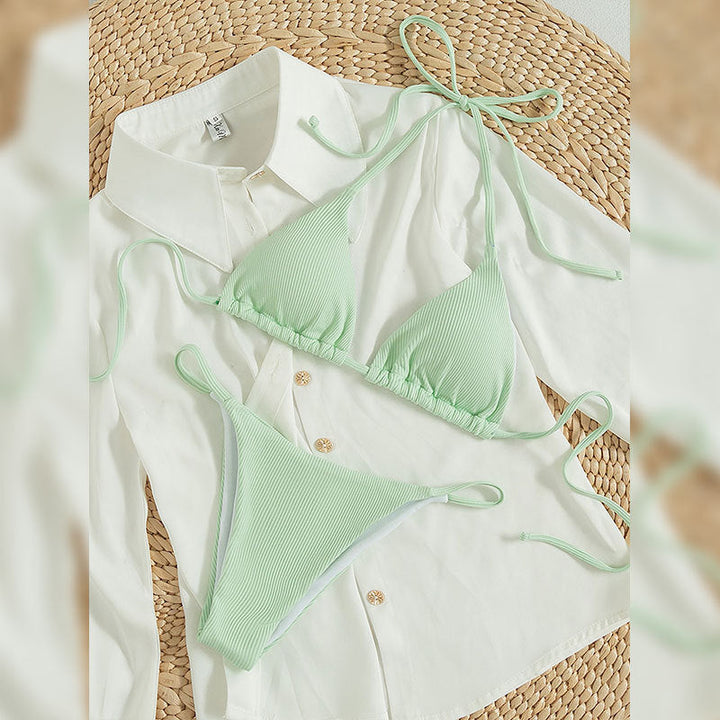 Damen Triangel-Bikini mit feiner Rippstruktur Drune
