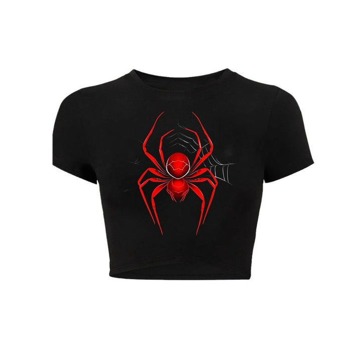 Damen Crop-T-Shirt mit kreativem Telefon-Design Drune