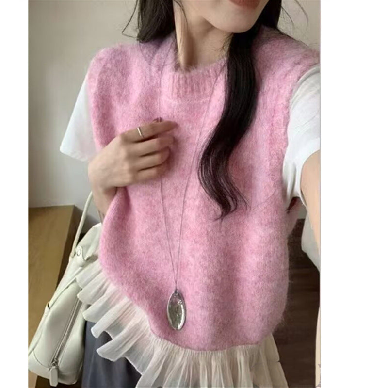 Damen Moderner Layering-Pullover mit Rüschensaum Drune