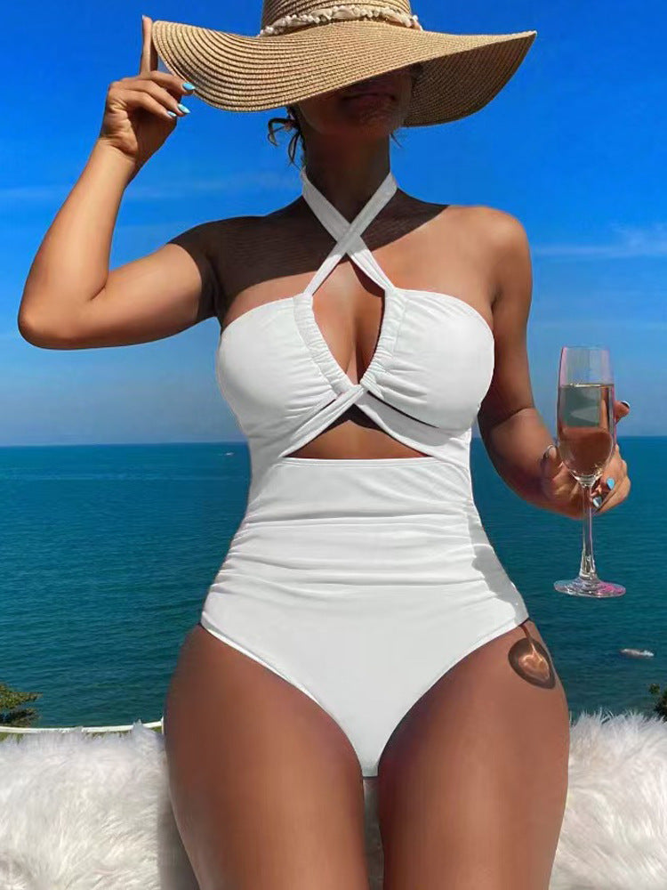 Damen Hoch geschnittener Monokini mit raffiniertem Kreuz-Design Drune