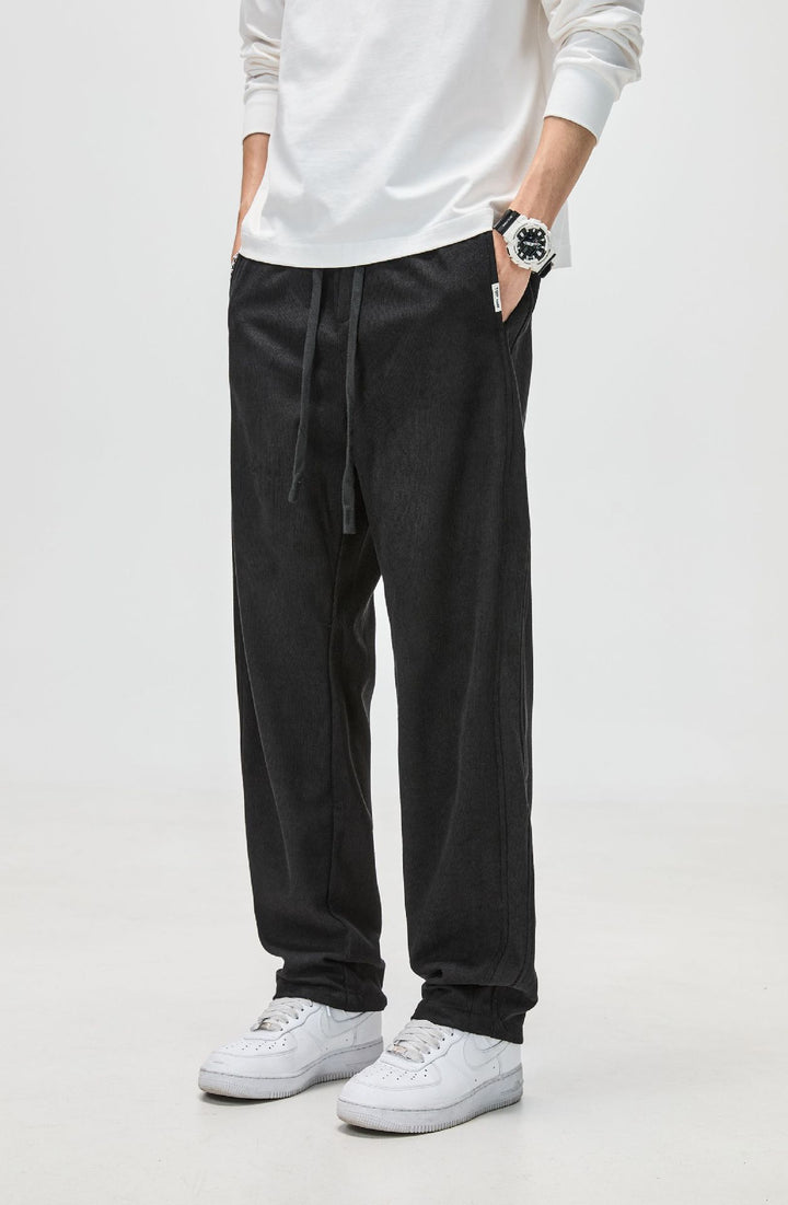 Herren Cordhose mit Kordelzug und geradem Bein Drune