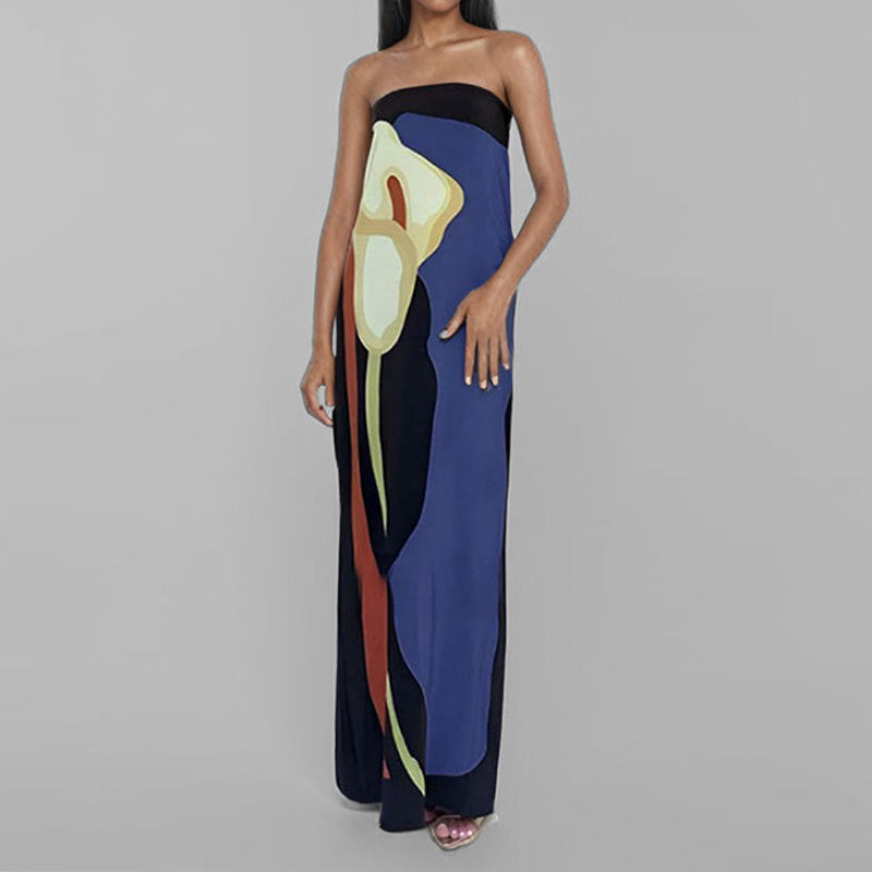Damen Maxi-Kleid im modernen Kunststil Drune
