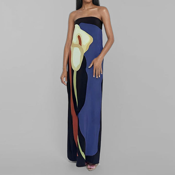 Damen Maxi-Kleid im modernen Kunststil Drune