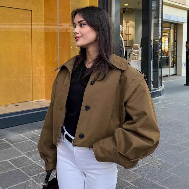 Damen Oversized Utility-Jacke mit strukturiertem Design und praktischen Taschen Drune