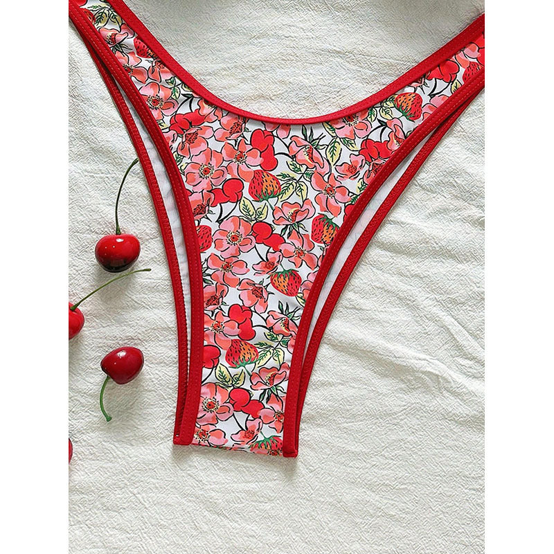 Damen Push-Up-Bikini mit floralen Mustern und verstellbaren Trägern Drune